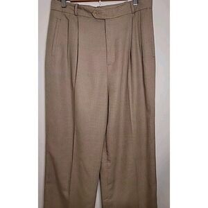 Austin Reed Women's Dress Pants 14 Beige Wool Straight Leg Pleated‎ 32x35 USA
